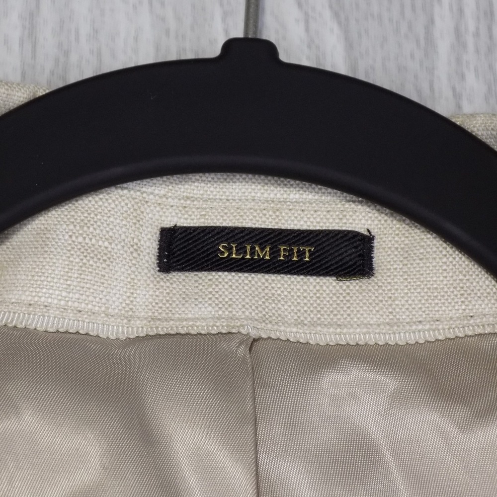 Abercrombie & Fitch Slim Fit Linen Suit Mens 44R 34x34 Beige Preppy EUC - Picture 7 of 16